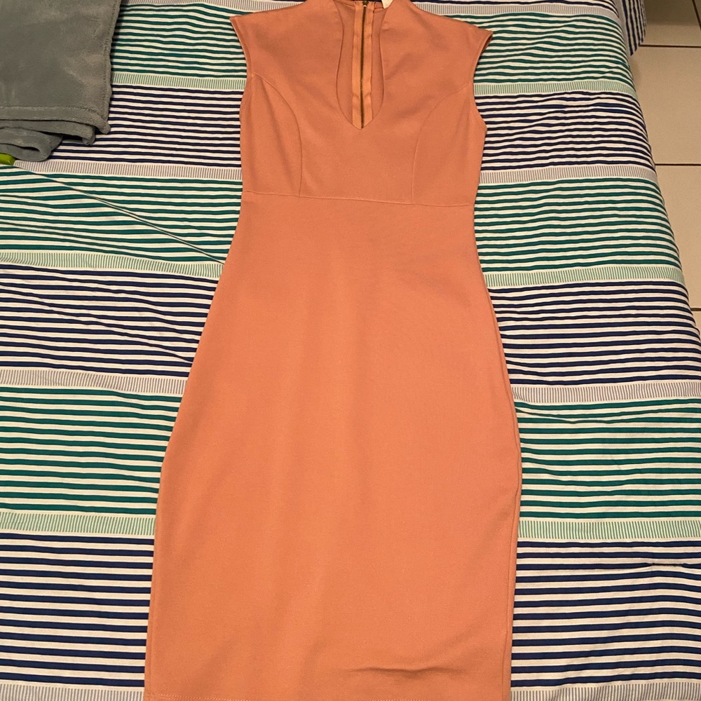 Salmon sleek elegant dress